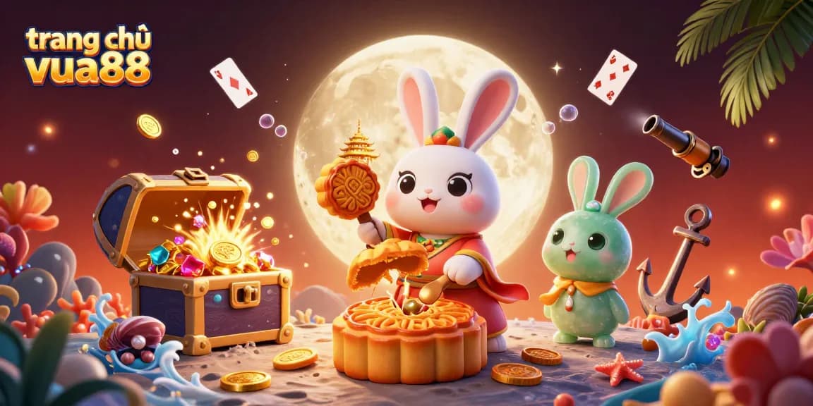 Experience the vibrant online gaming atmosphere on trang chủ vua88 with unique 3D illustrations of traditional and modern elements.