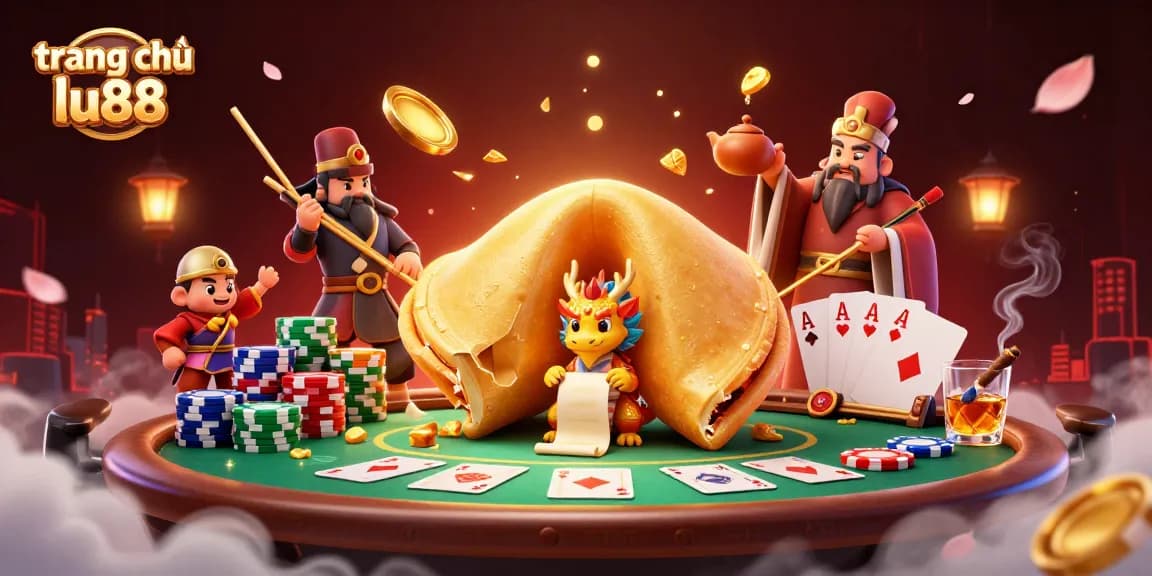 Experience the luck of "trang chủ lu88" with golden fortune cookie and casino chaos.