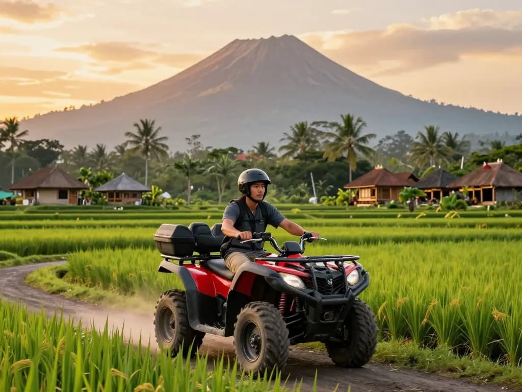 Experience thrilling Bali tour packages with exciting ATV rides through jungles and rice fields.