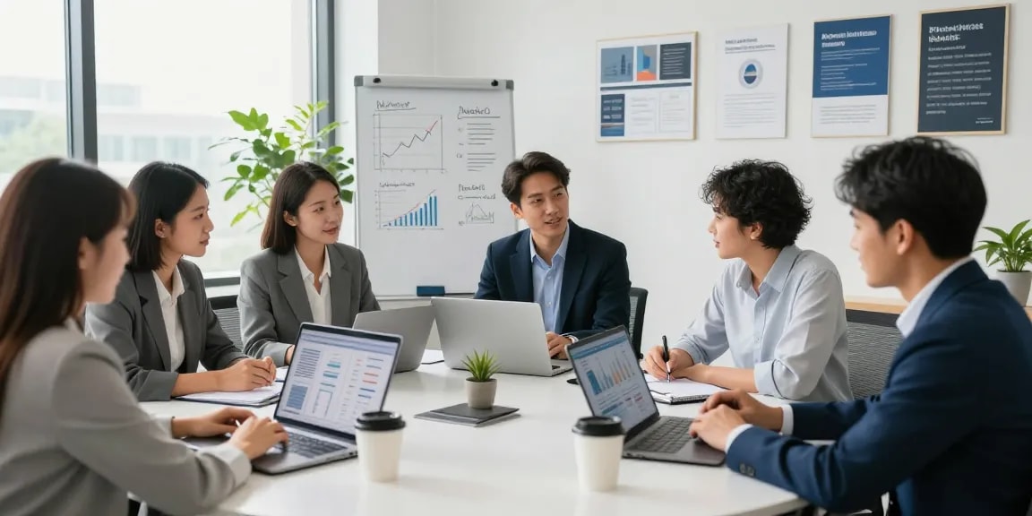Financial advisors collaborating in a modern office to develop personalized financial strategies.