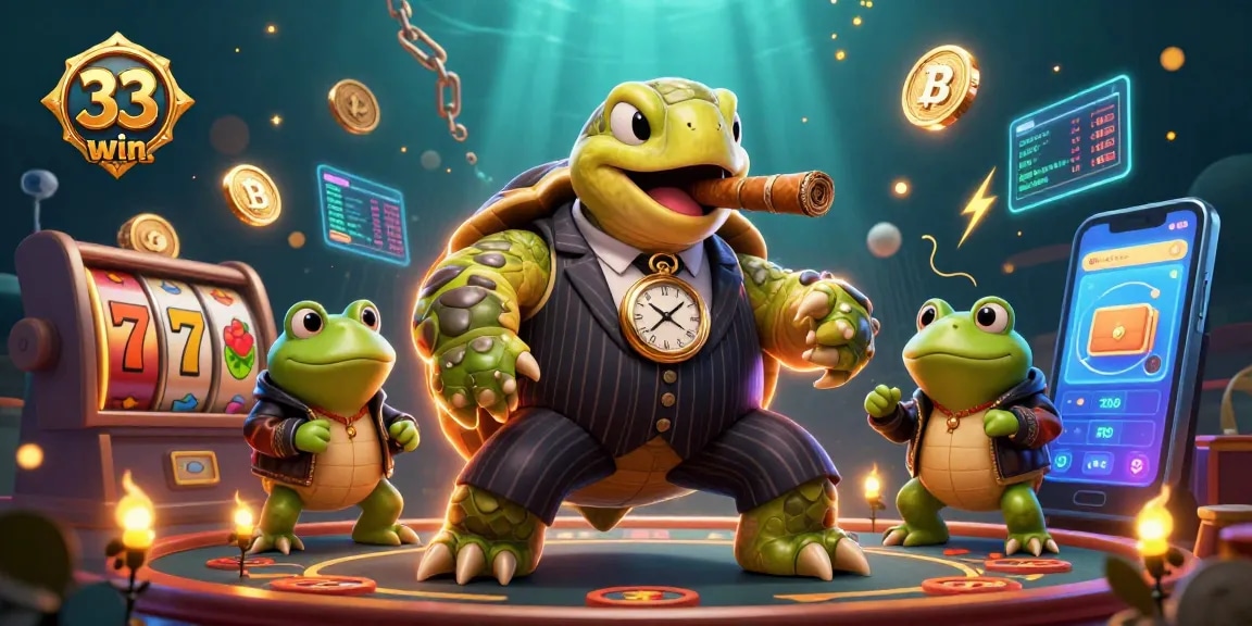 Experience thrilling wins at 33win with our vibrant casino illustration of lucky characters and games.