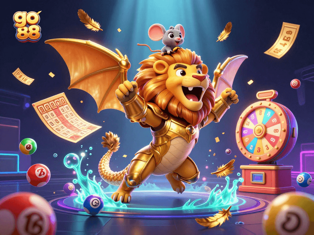 Experience thrilling gameplay with go 88 as you navigate colorful lottery elements in an immersive scene.