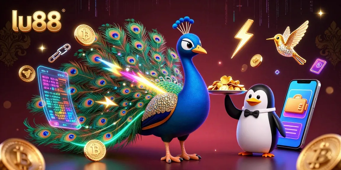 Experience winning strategies at lu88 with vibrant casino-themed characters and digital elements.