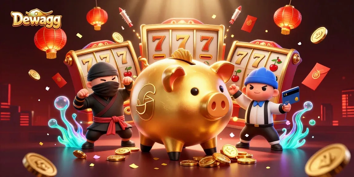 Dewagg's thrilling casino excitement, featuring dynamic characters and vibrant slot reels