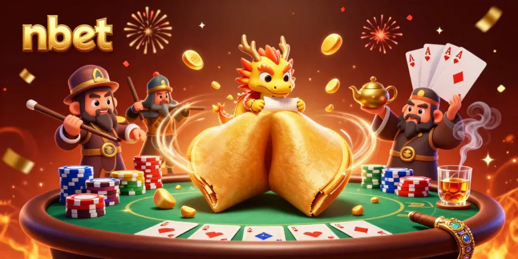 Experience the excitement of nbet with a vibrant 3D illustration of thrilling poker elements and gold fortune themes.
