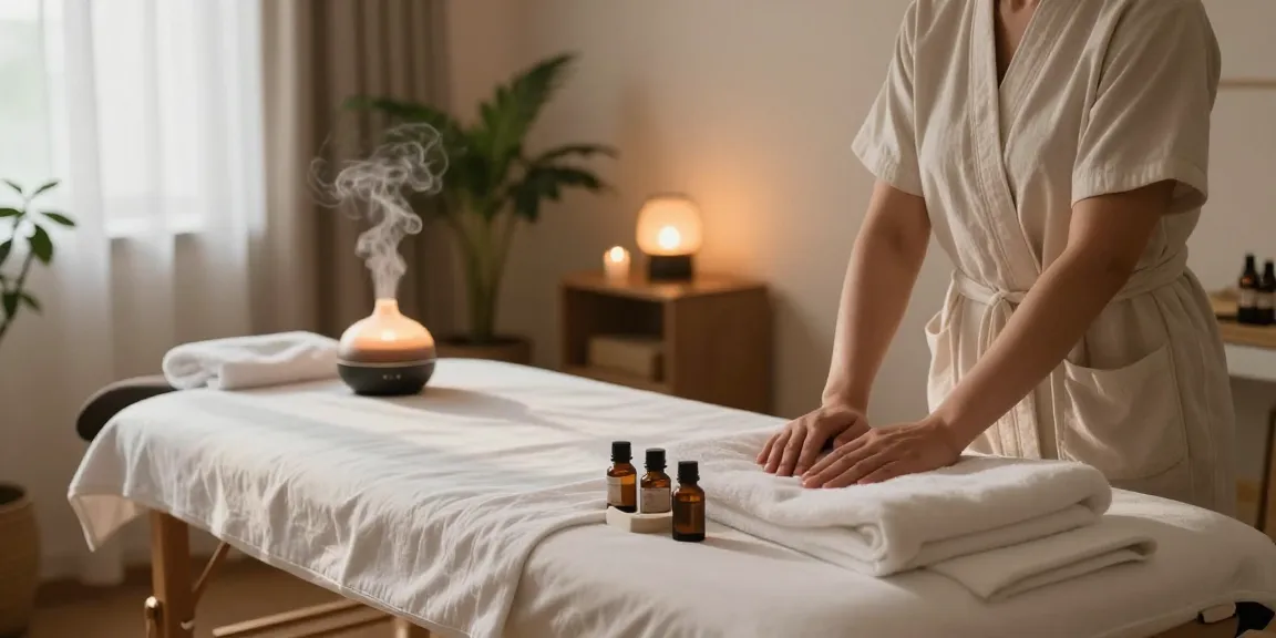 Experience 구리출장마사지 in a tranquil massage therapy room with calming atmosphere and inviting setup.