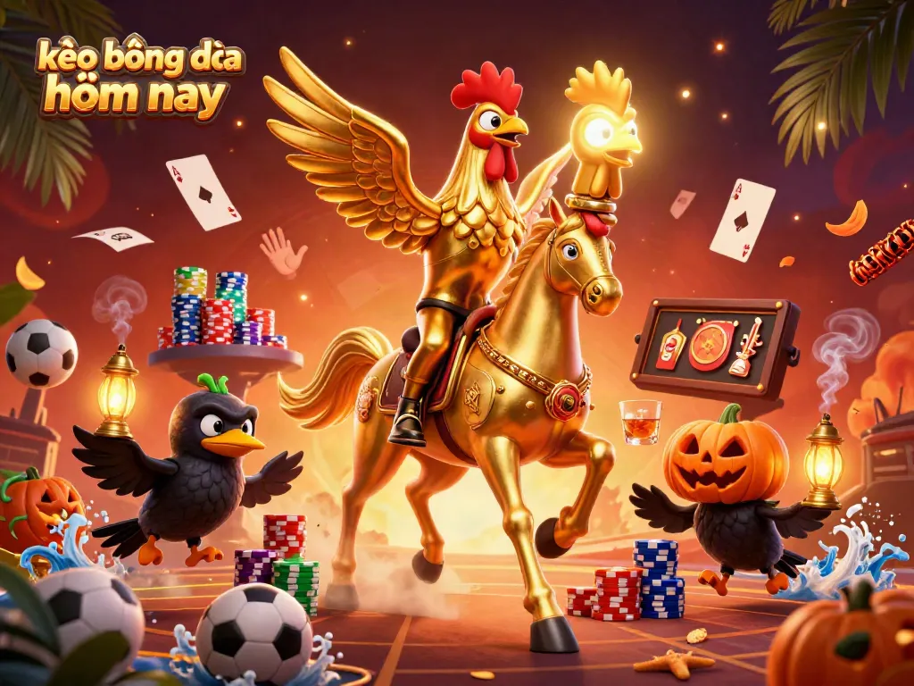 Engaging scene depicting lively sports betting with kèo bóng đá hôm nay featuring animated characters amidst dynamic casino elements