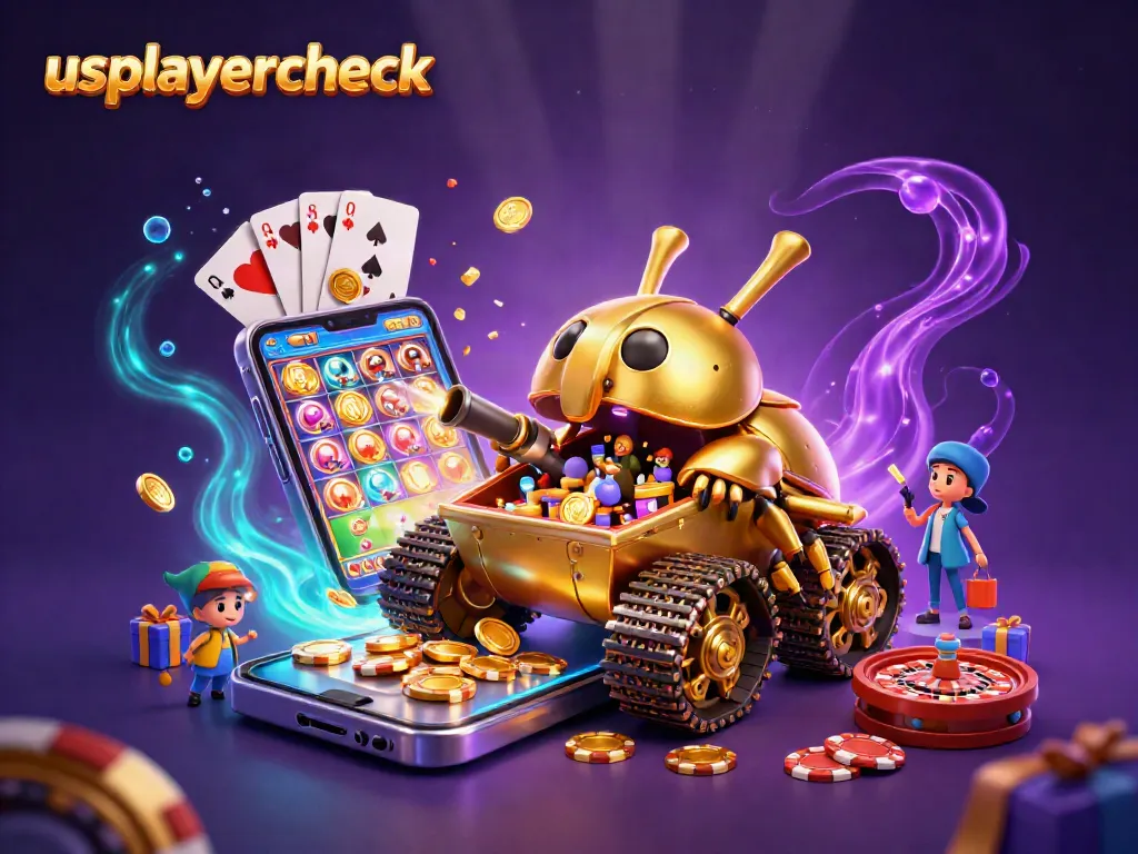 Experience gaming excitement with usplayercheck in this vibrant casino-themed scene.