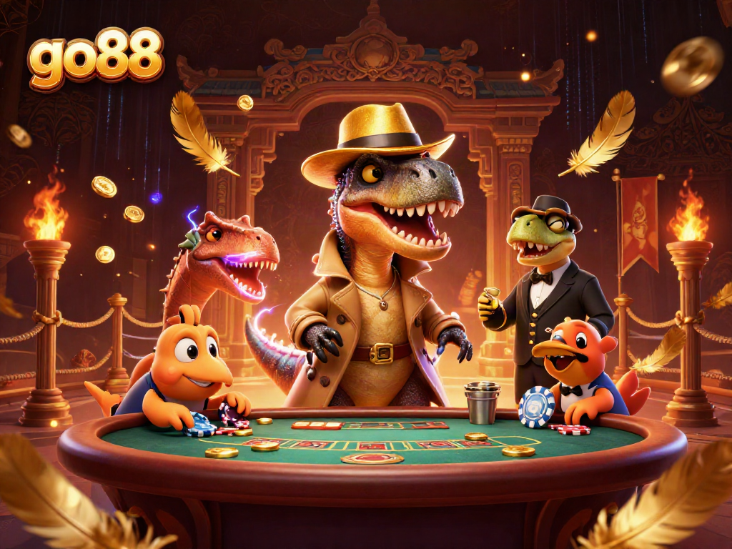 Experience thrilling gameplay with go88's vibrant casino scene featuring dynamic characters.