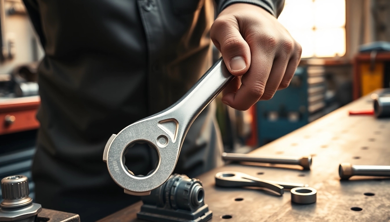 The twist handle ratchet expertly tightening a metal joint, showcasing its precision and functionality.
