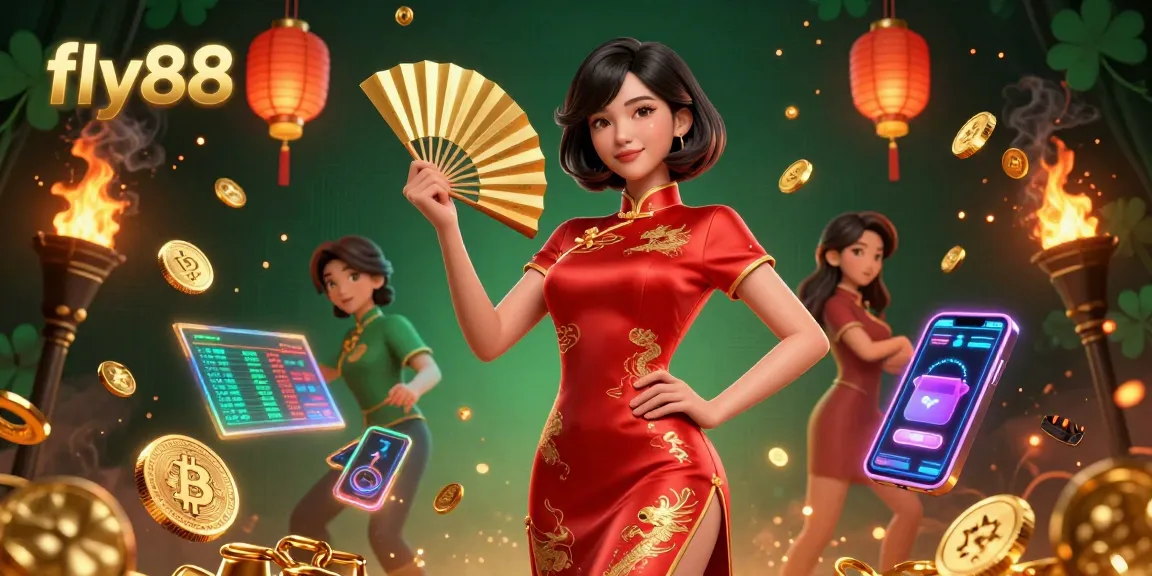 Experience the excitement with fly88 in a vibrant casino world full of cryptocurrency and gaming elements.