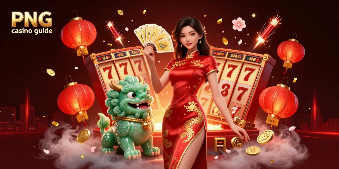 Experience thrilling gameplay with the PNG casino guide featuring vibrant slot reels and a dynamic scene.