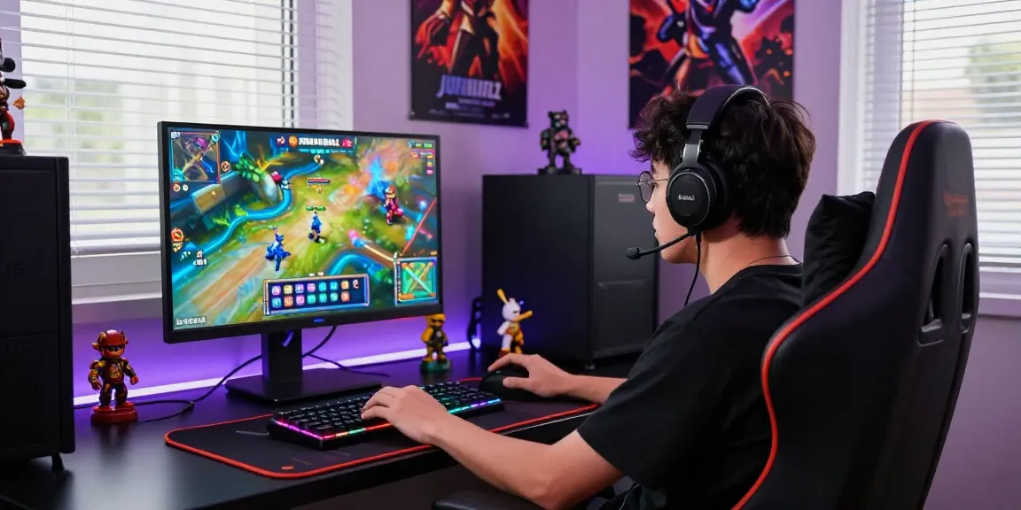 Player engaging with JURAGANBOLA online gaming slot interface in a vibrant gaming setup