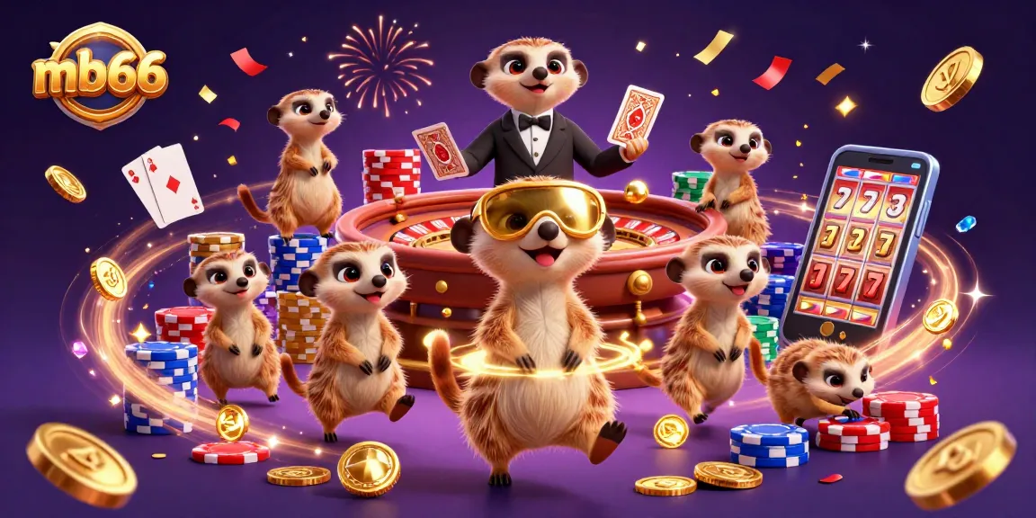 Experience the excitement of mb66 casino with meerkats managing a lively gaming scene.
