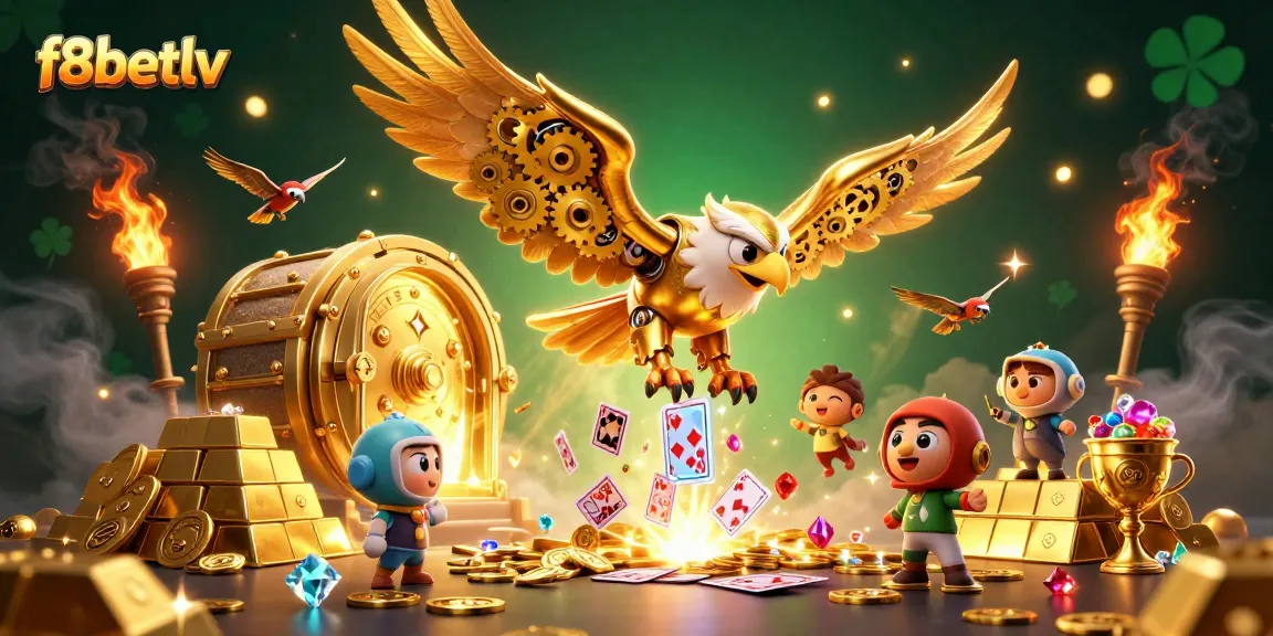 Experience exciting wins with f8betlv as a cybernetic eagle dives through playing cards.