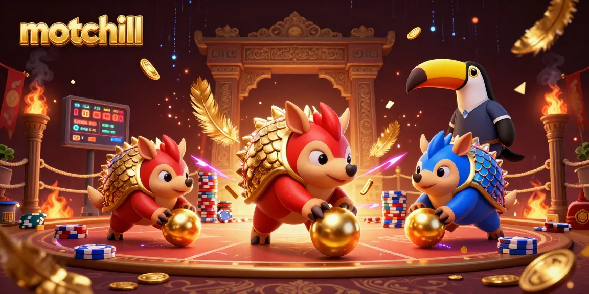 Experience the excitement of motchill as rival pangolins roll into golden balls and bowl through poker chips.