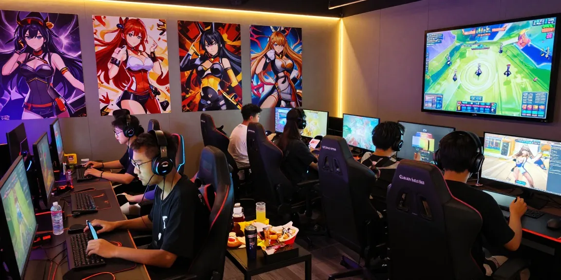 Engaged gamers enjoying popular hentai games on mobile and PC.