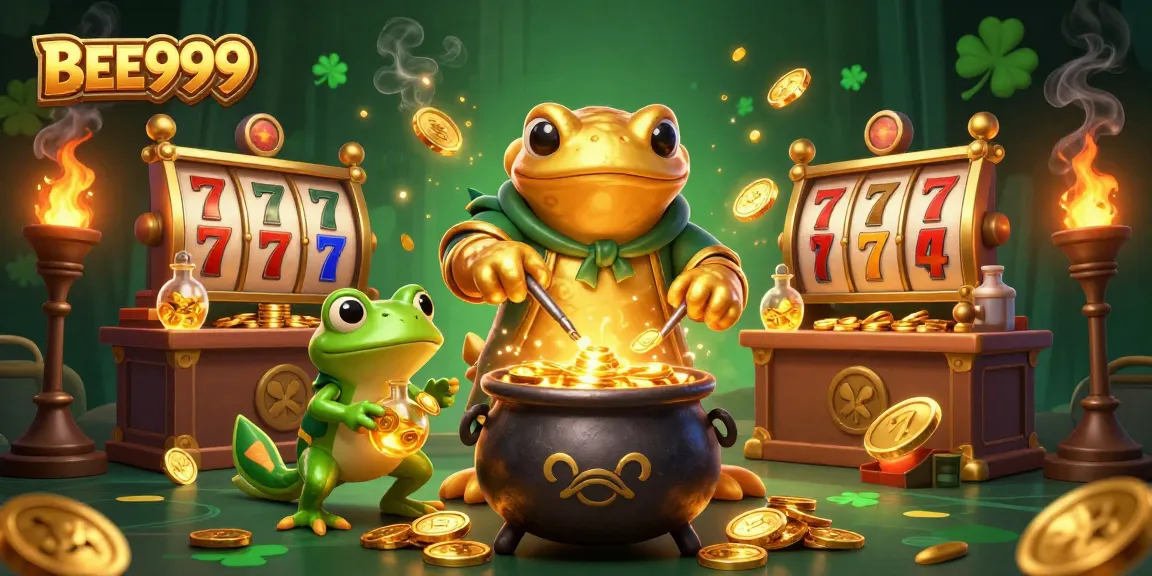 BEE999 transforms luck with golden coins and thrilling slot reels in a 3D casino illustration.