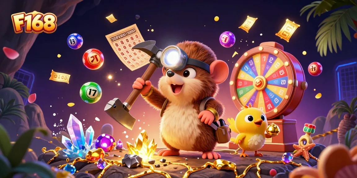 Experience thrilling gameplay at F168 with the treasure hunter mole and exciting lottery elements.