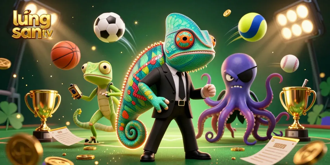 Experience thrilling sports betting at lương sơn tv with vibrant 3D illustration featuring top characters and sports elements.