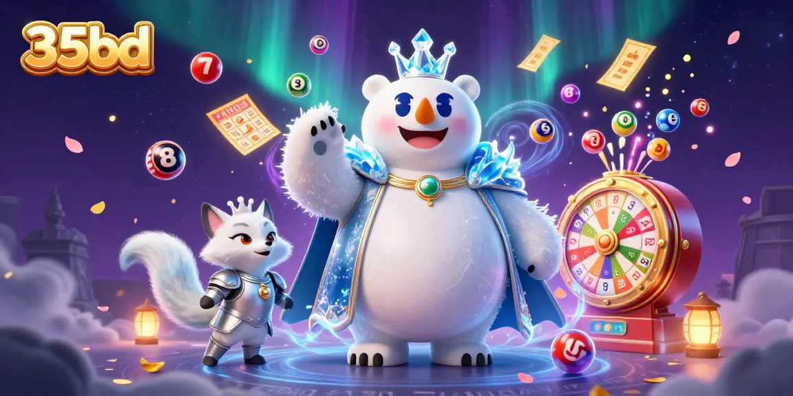 Experience 35bd's thrilling lottery and gaming atmosphere with vibrant characters and dynamic elements.