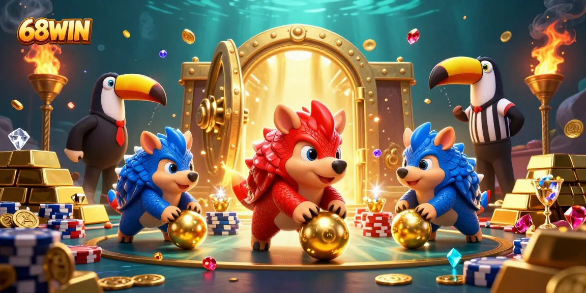Experience thrilling gameplay at 68WIN with animated pangolins bowling through games of chance.
