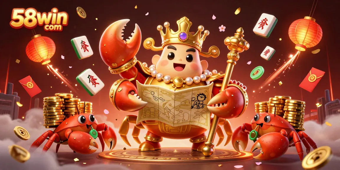 Experience thrilling gameplay at 58win com with vibrant casino elements and a dynamic crab emperor scene.