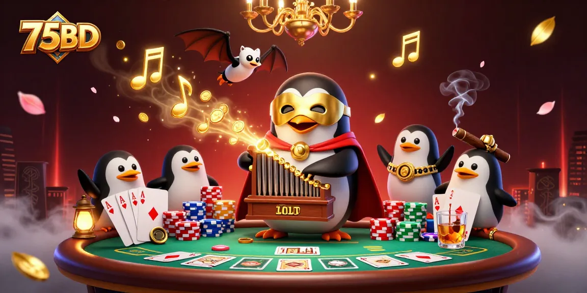 Experience thrilling gaming action at 75BD with our vibrant casino scene featuring dynamic poker elements.
