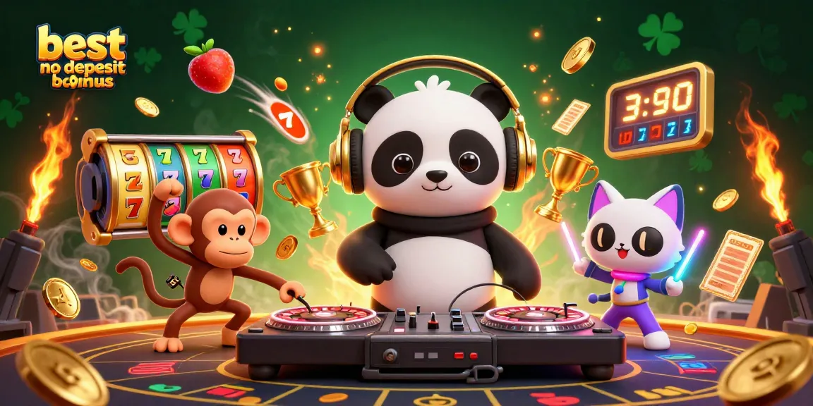 Join the fun at the best no deposit bonus casinos featuring vibrant 3D characters and casino elements.