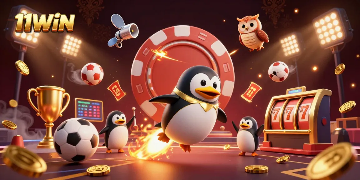 Engage in thrilling space battles with the 11WIN golden penguin and sports elements.