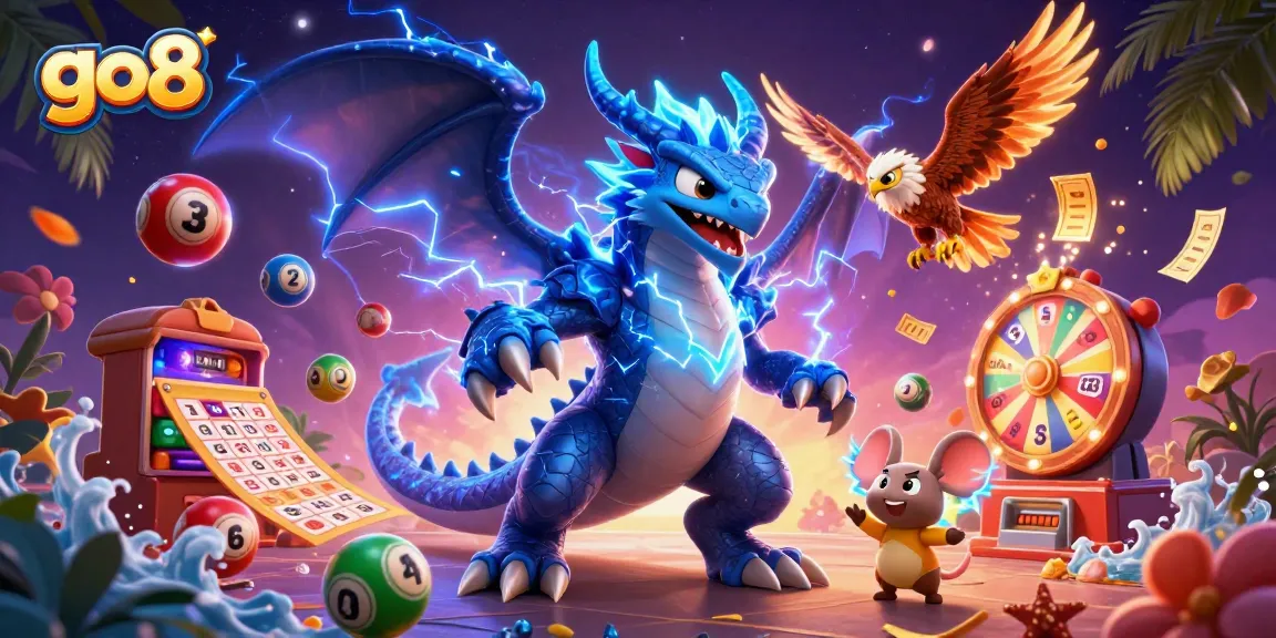 Engage in exciting gameplay at go8 with vibrant lottery balls and dynamic casino elements.