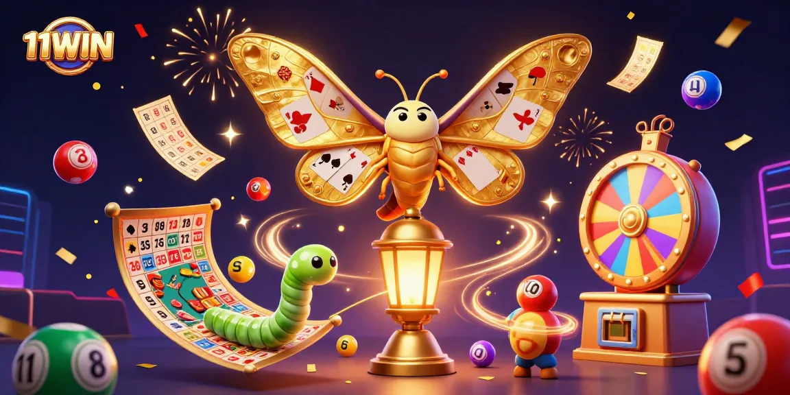 Experience the thrill of 11WIN with dynamic lottery elements and vibrant casino scenes.