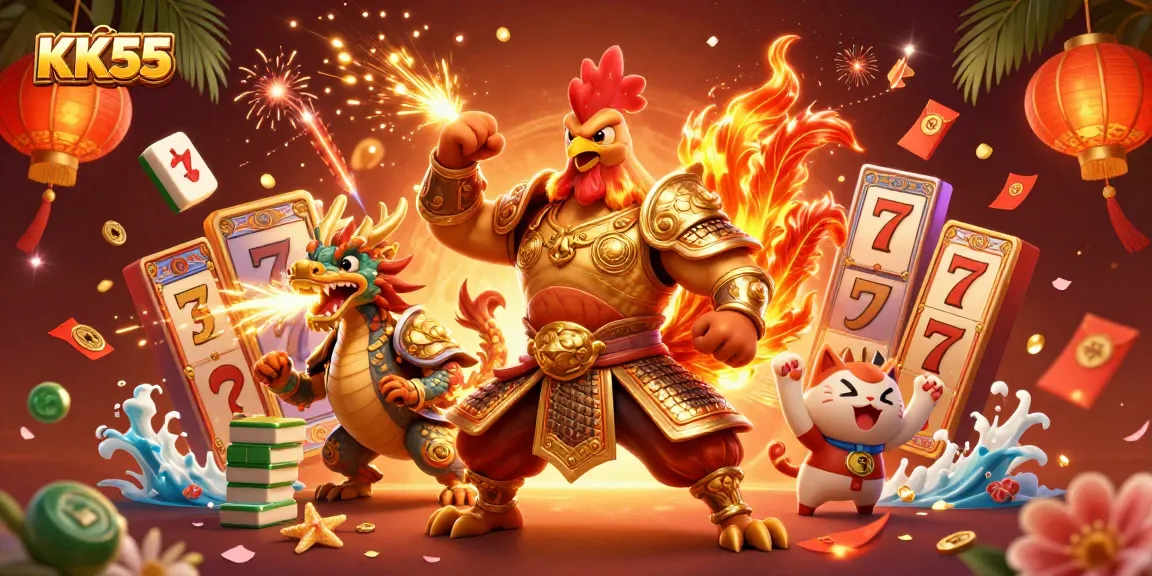 Engage in thrilling gameplay at KK55 with vibrant casino games in a fantastical 3D setting.
