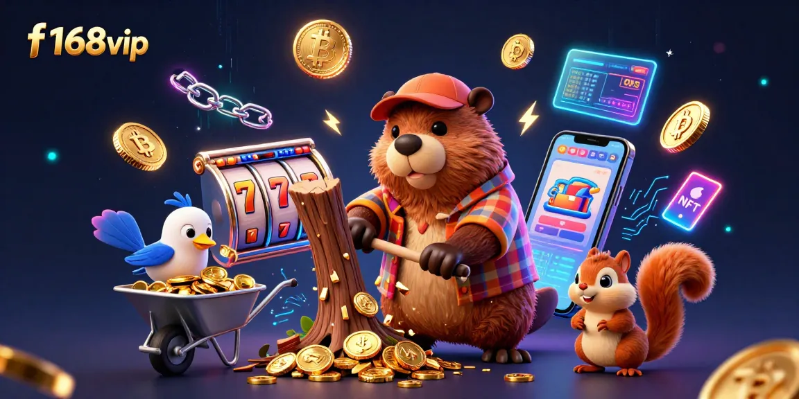 Experience f168vip's vibrant casino scene with golden coins raining and characters stacking wealth.